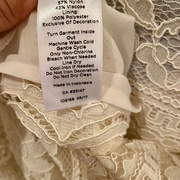 Talbots Cream Lace Top with Velvet Tie Trim XS - Picture 4 of 4